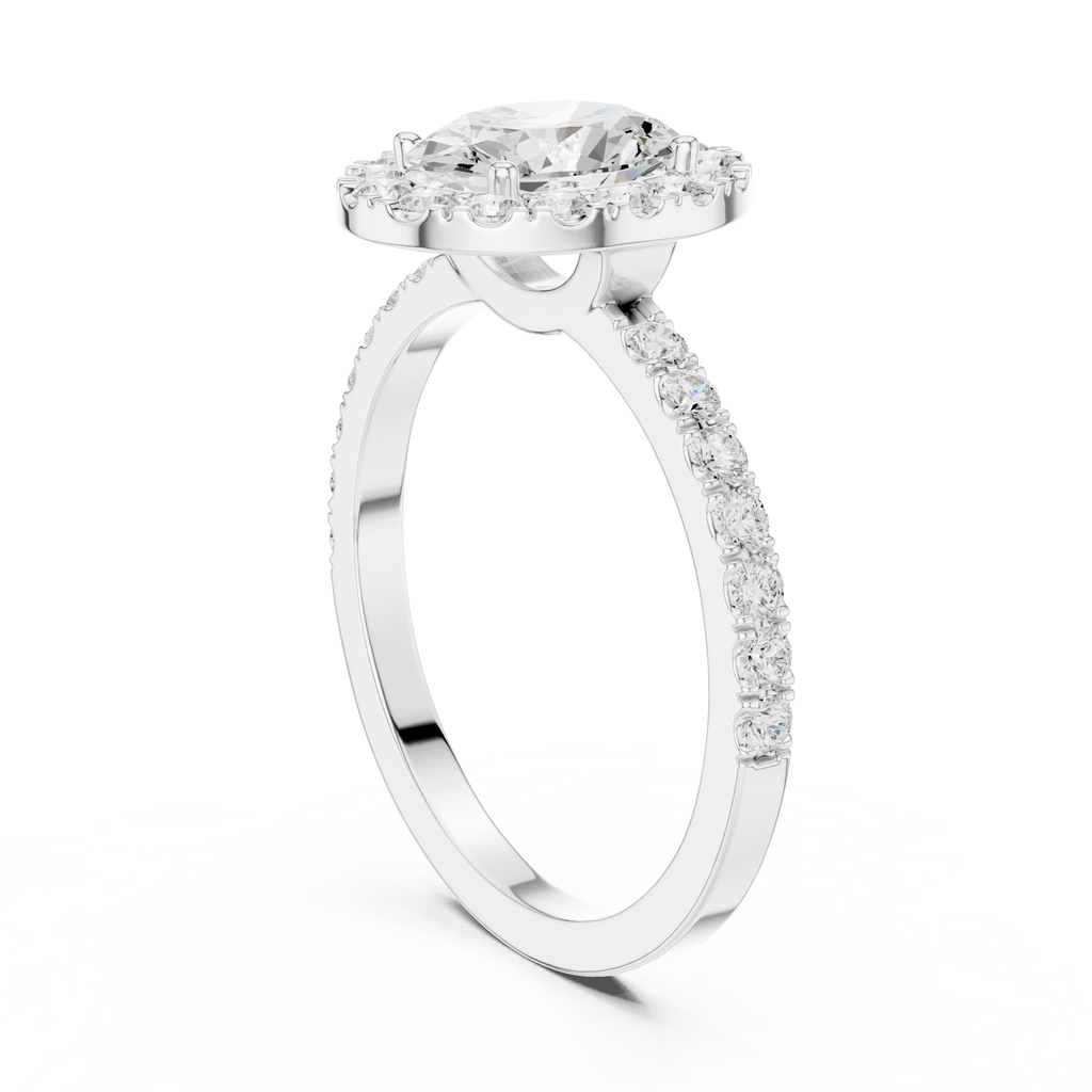 1.44 CT Oval Halo Diamond Engagement Ring