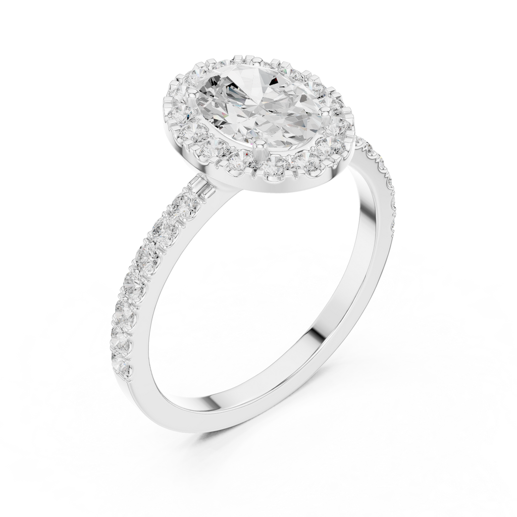 1.44 CT Oval Halo Diamond Engagement Ring