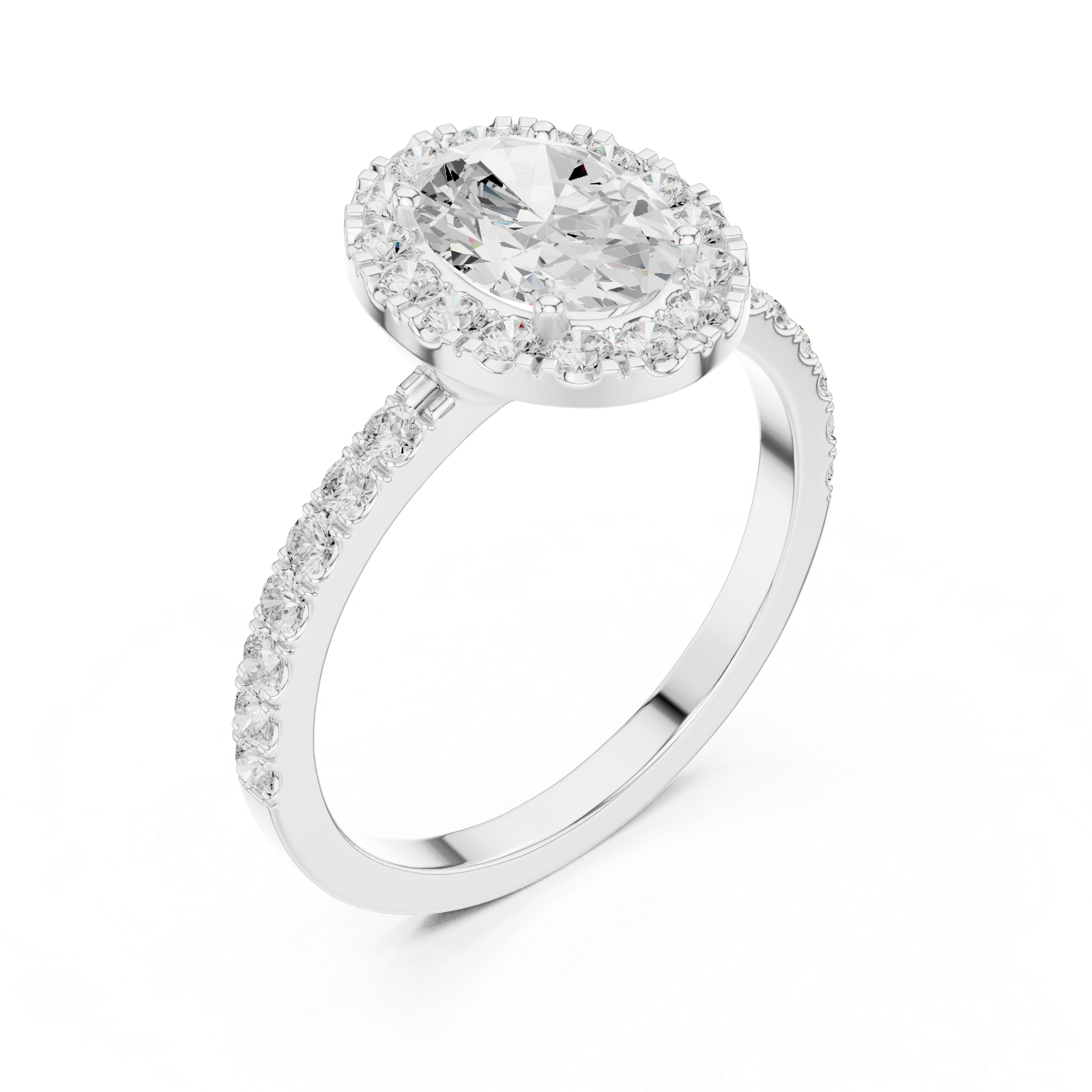 1.44 CT Oval Halo Diamond Engagement Ring