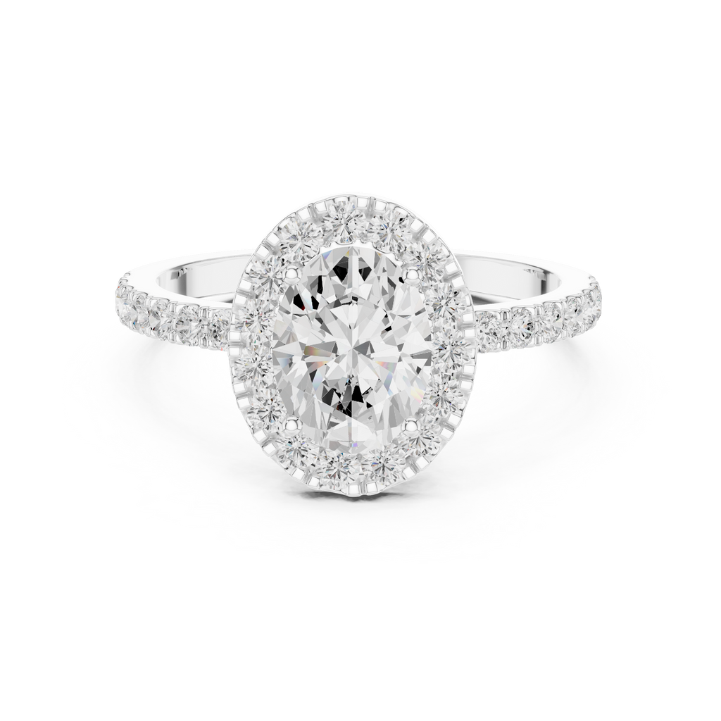 1.44 CT Oval Halo Diamond Engagement Ring