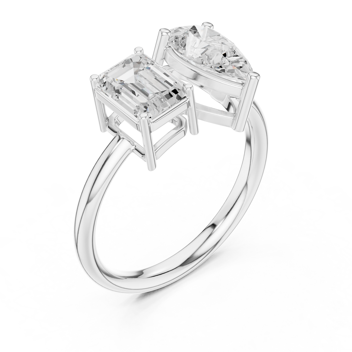 Toi et Moi Emerald & Pear Diamond Engagement Ring – view 3 of 12, lab grown diamond ring | Jewelix Atelier