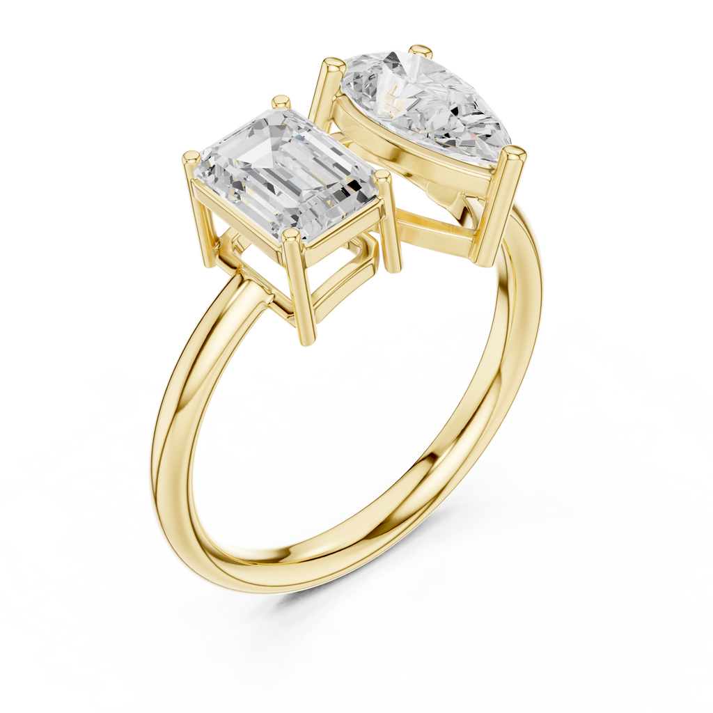 Toi et Moi Emerald & Pear Diamond Engagement Ring