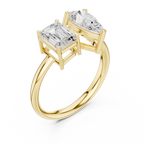 Toi et Moi Emerald & Pear Diamond Engagement Ring