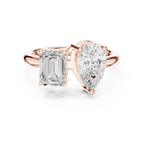 Toi et Moi Emerald & Pear Diamond Engagement Ring