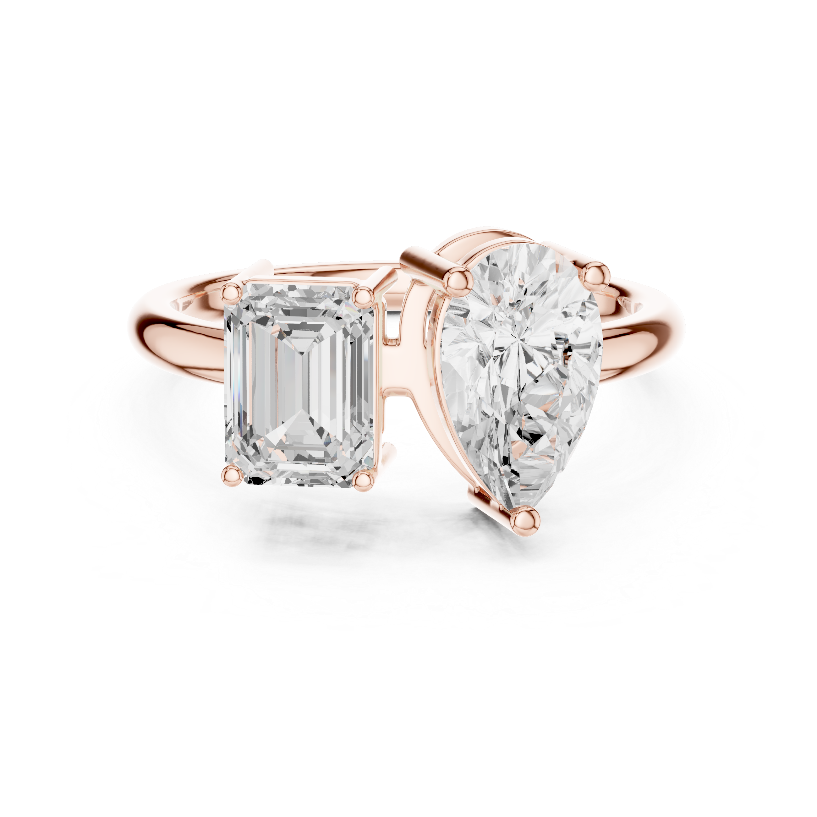 Toi et Moi Emerald & Pear Diamond Engagement Ring