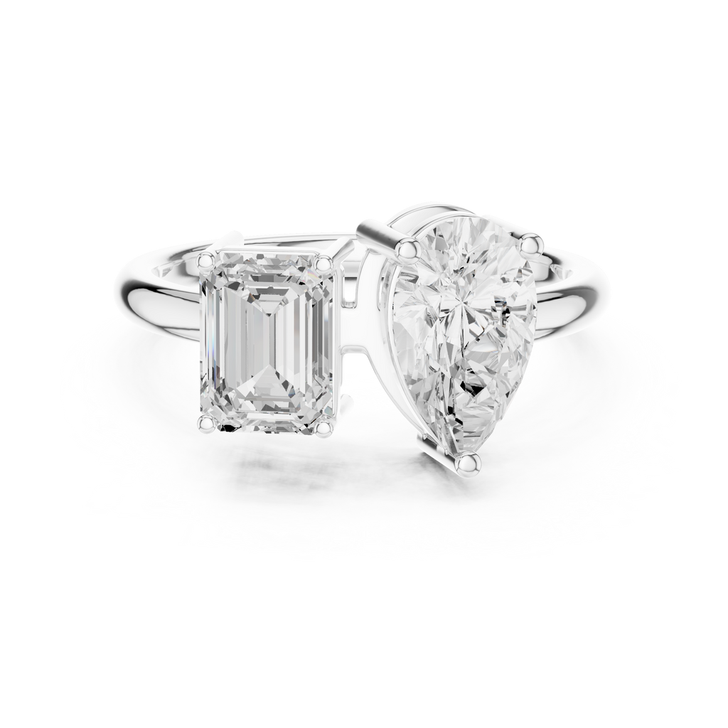 Toi et Moi Emerald & Pear Diamond Engagement Ring