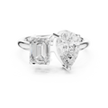 Toi et Moi Emerald & Pear Diamond Engagement Ring