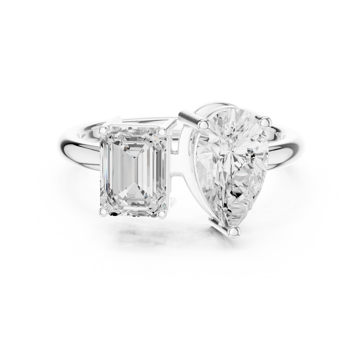 Toi et Moi Emerald & Pear Diamond Engagement Ring — Jewelix Atelier