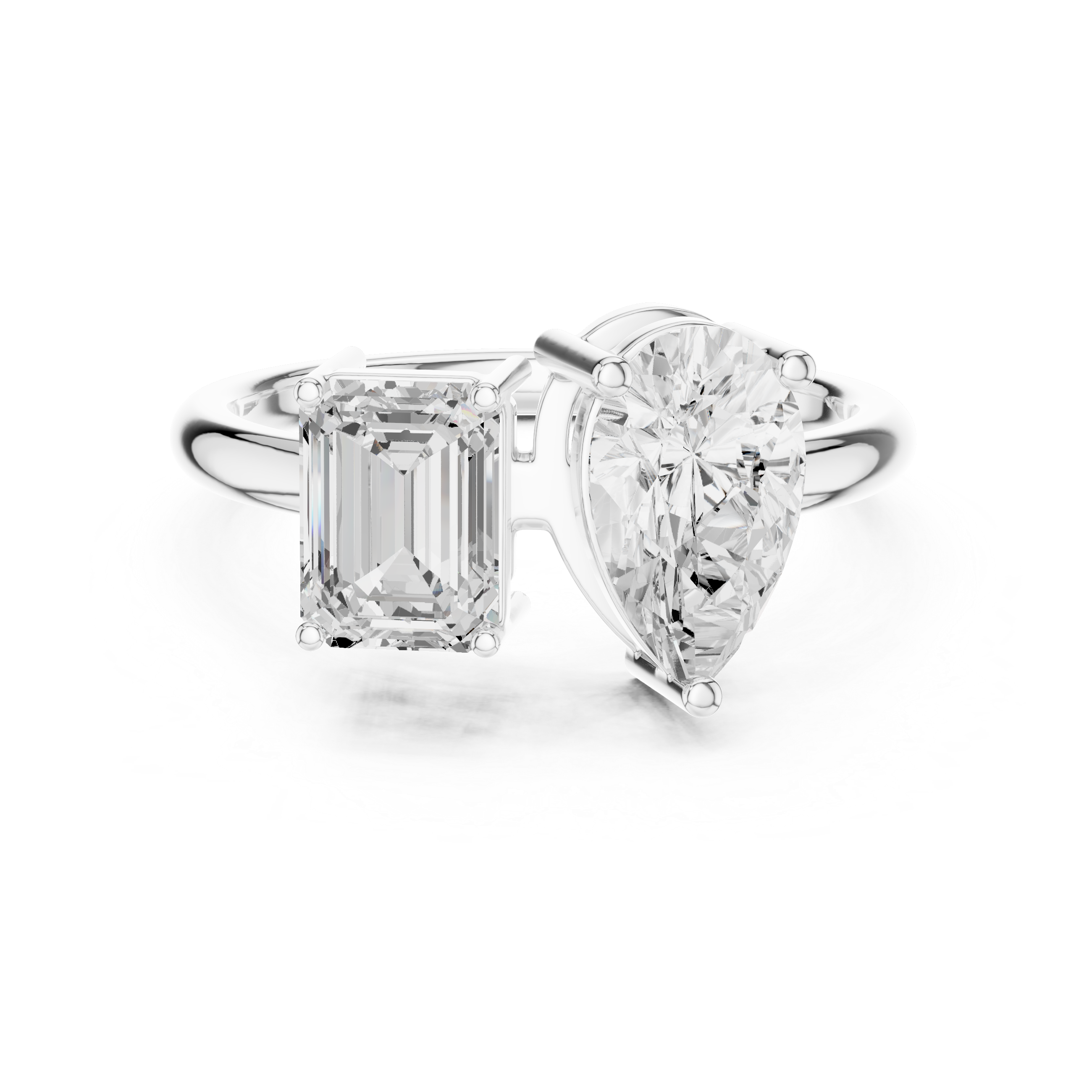 Toi et Moi Emerald & Pear Diamond Engagement Ring