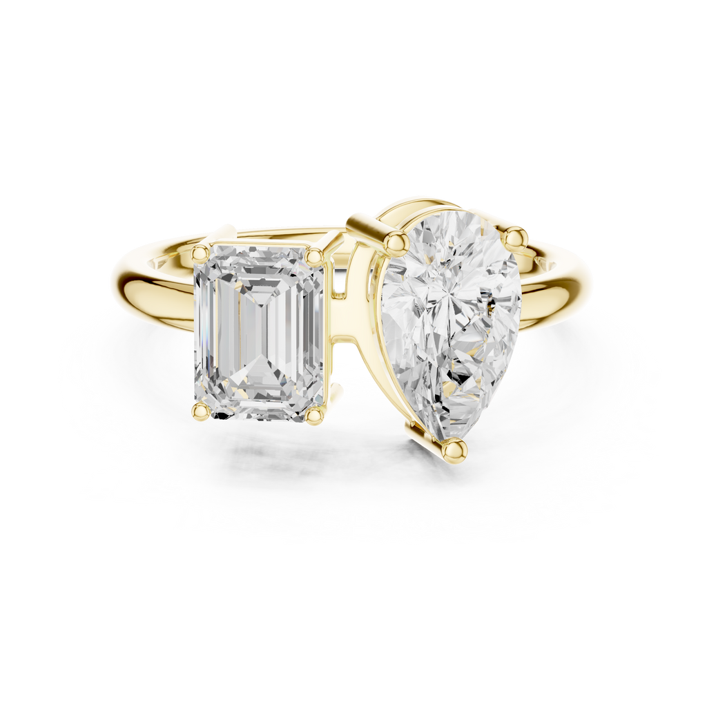 Toi et Moi Emerald & Pear Diamond Engagement Ring