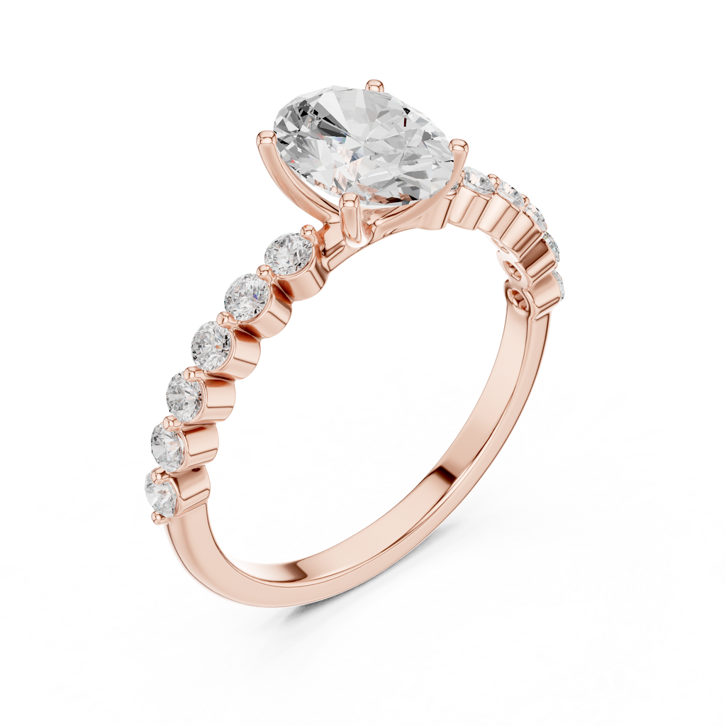 Oval Cut Diamond Engagement Ring with Bubble Band