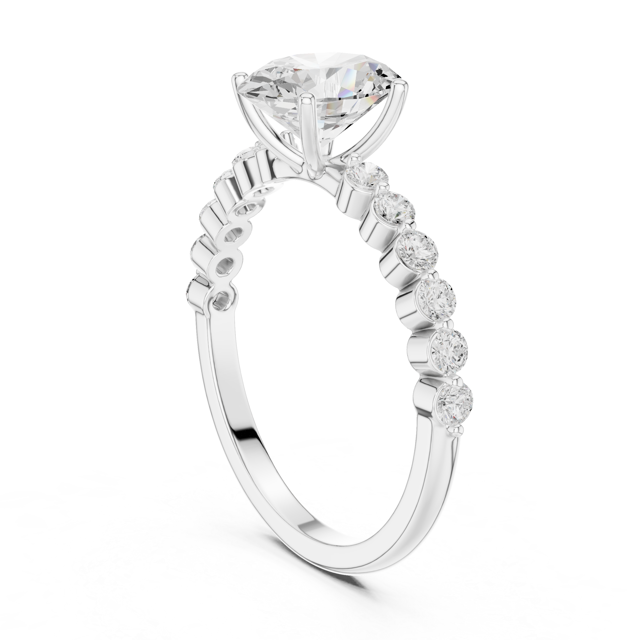 Oval Cut Diamond Engagement Ring with Bubble Band