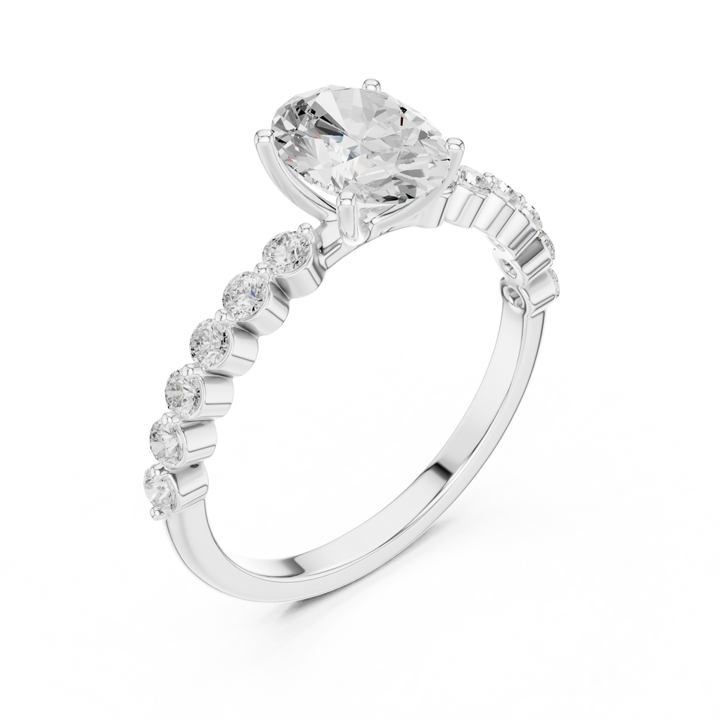 Oval Cut Diamond Engagement Ring with Bubble Band