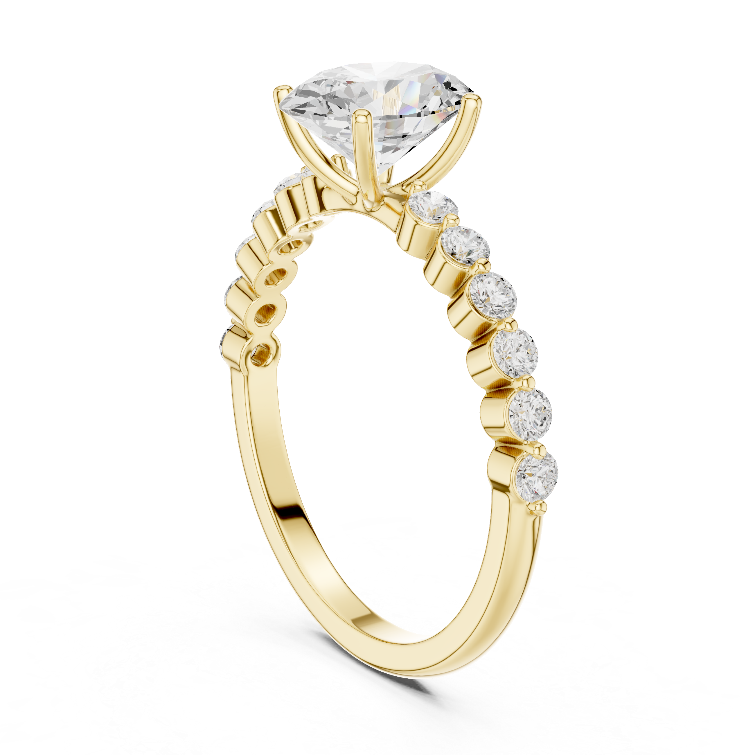 Oval Cut Diamond Engagement Ring with Bubble Band