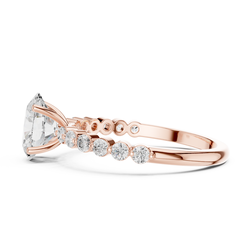 Oval Cut Diamond Engagement Ring with Bubble Band