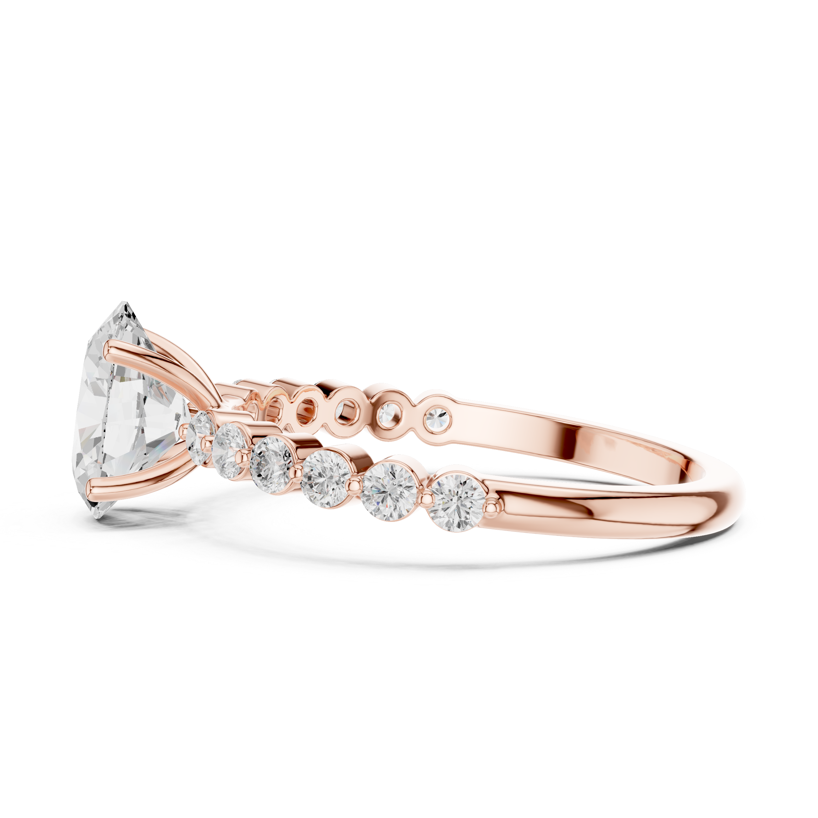Oval Cut Diamond Engagement Ring with Bubble Band