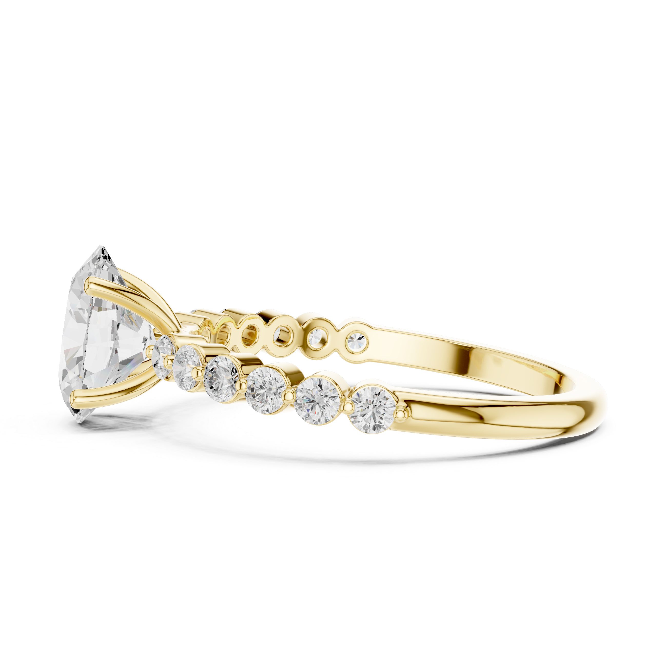 Oval Cut Diamond Engagement Ring with Bubble Band