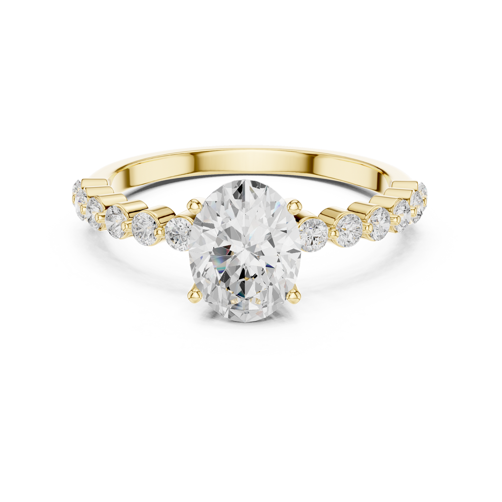 Oval Cut Diamond Engagement Ring with Bubble Band
