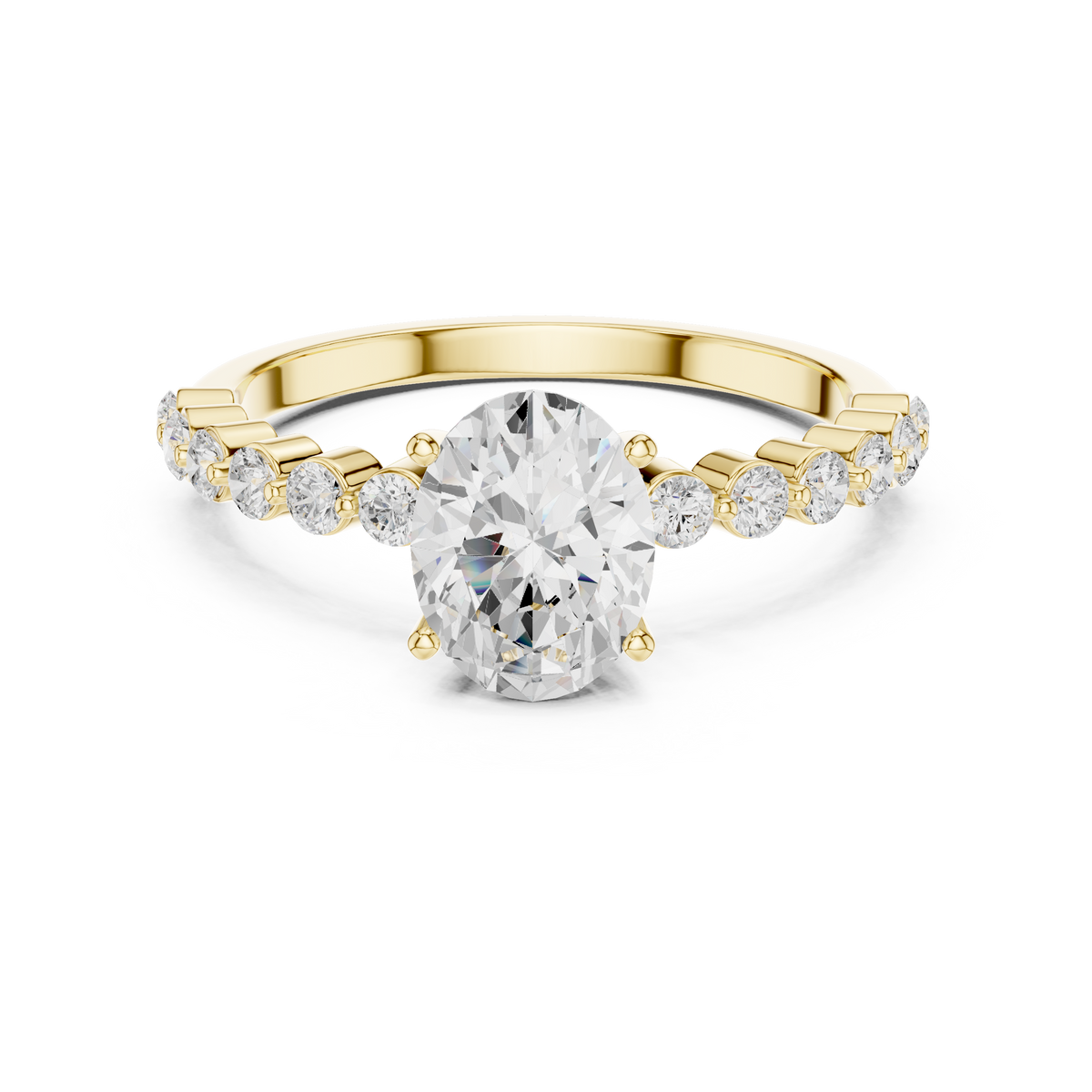Oval Cut Diamond Engagement Ring with Bubble Band – view 9 of 12, lab grown diamond band | Jewelix Atelier