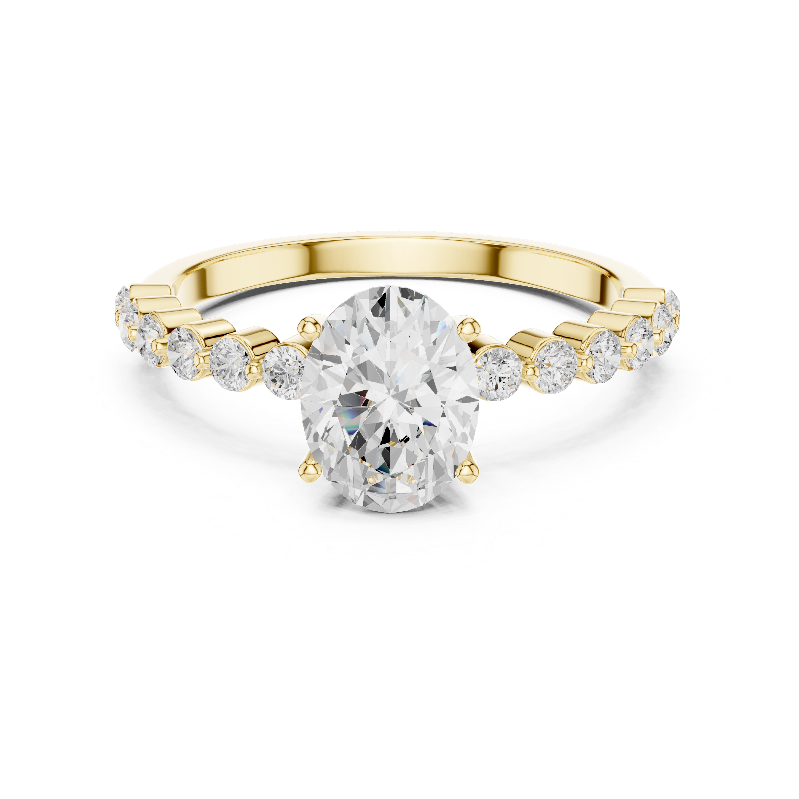 Oval Cut Diamond Engagement Ring with Bubble Band