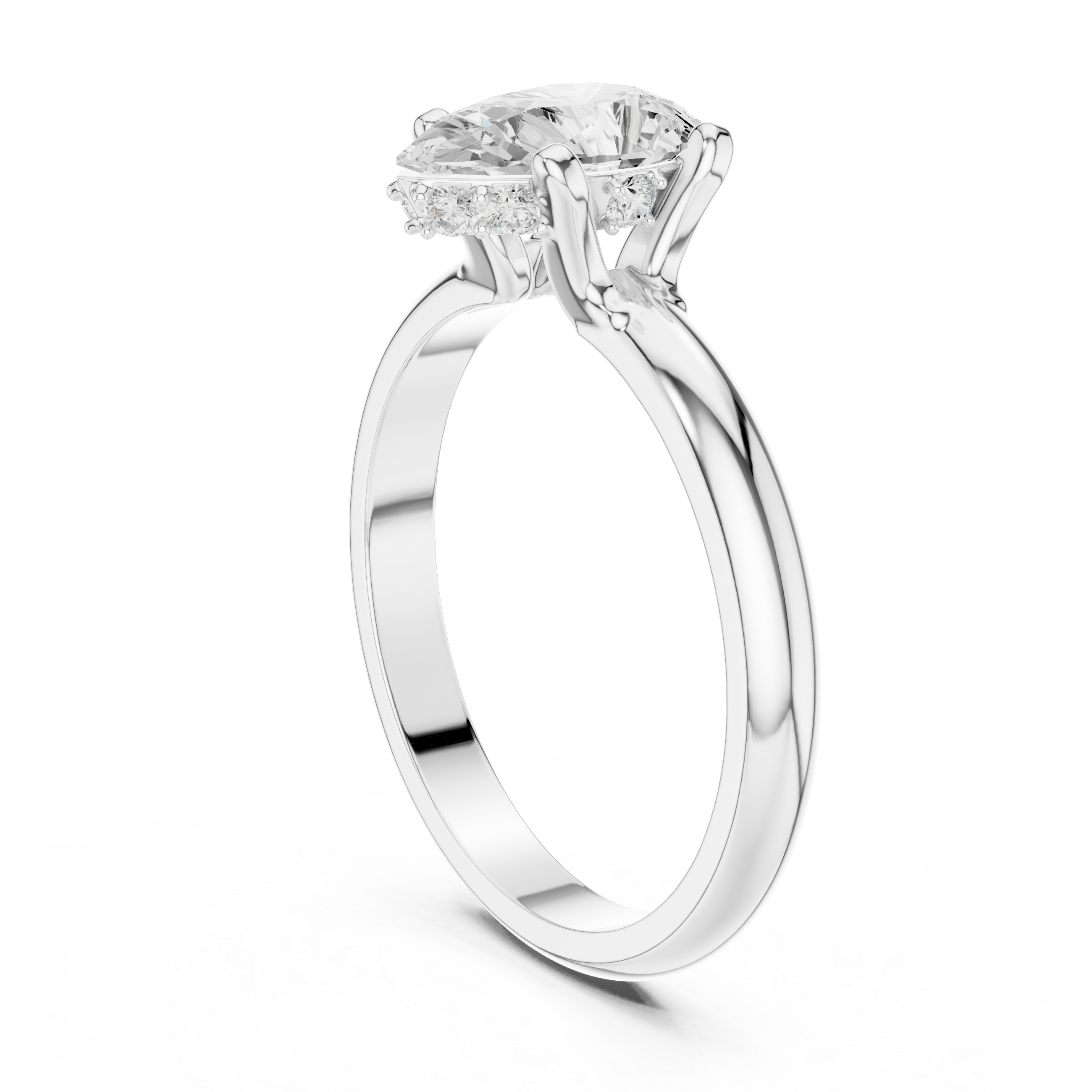 Pear Cut Solitaire Diamond Engagement Ring