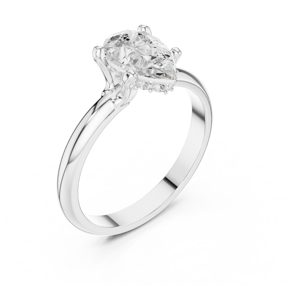 Pear Cut Solitaire Diamond Engagement Ring
