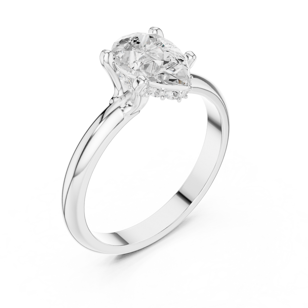 Pear Cut Solitaire Diamond Engagement Ring