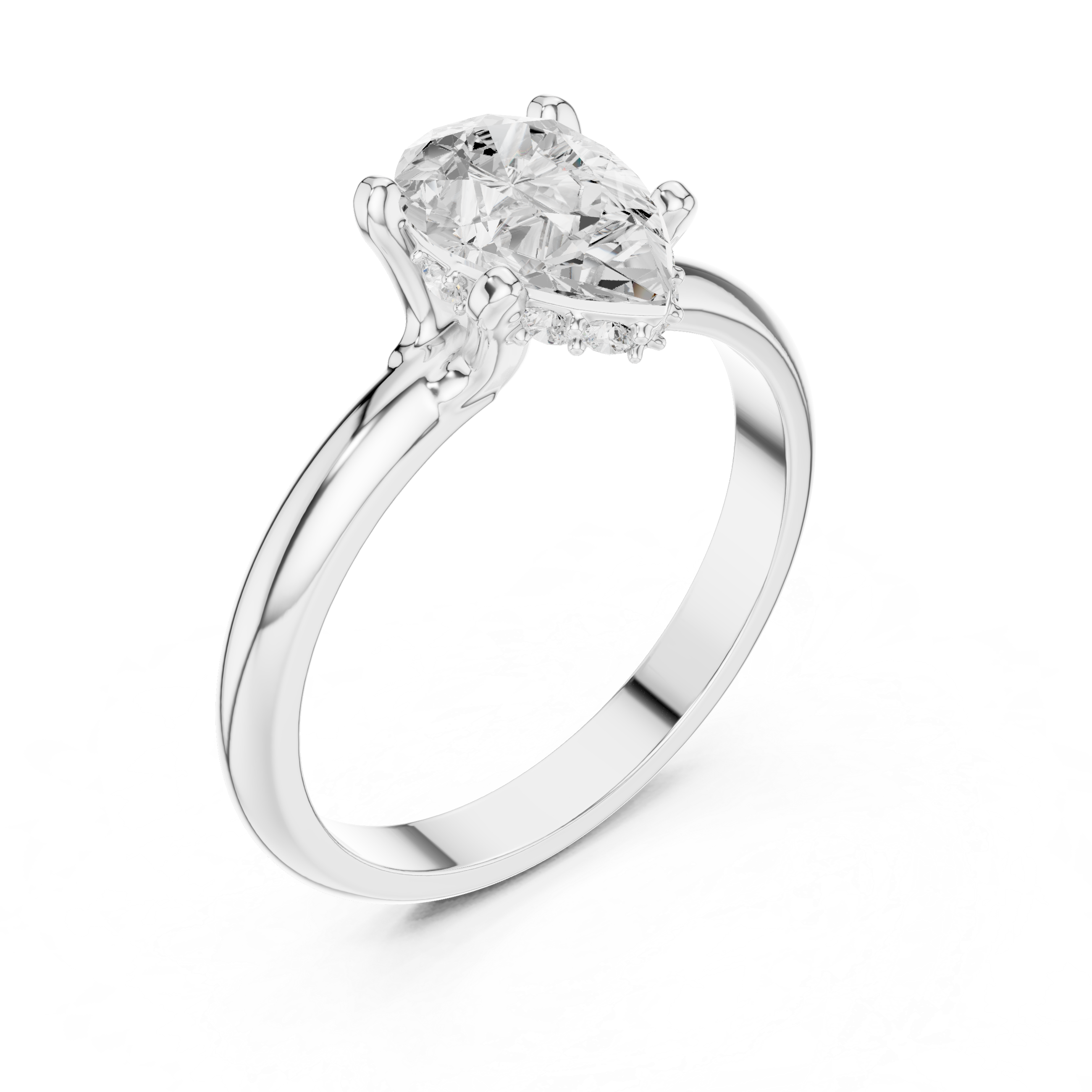 Pear Cut Solitaire Diamond Engagement Ring