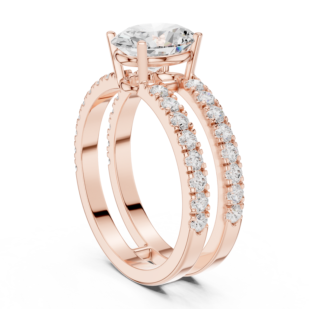 Oval Cut Double Band Diamond Engagement Ring