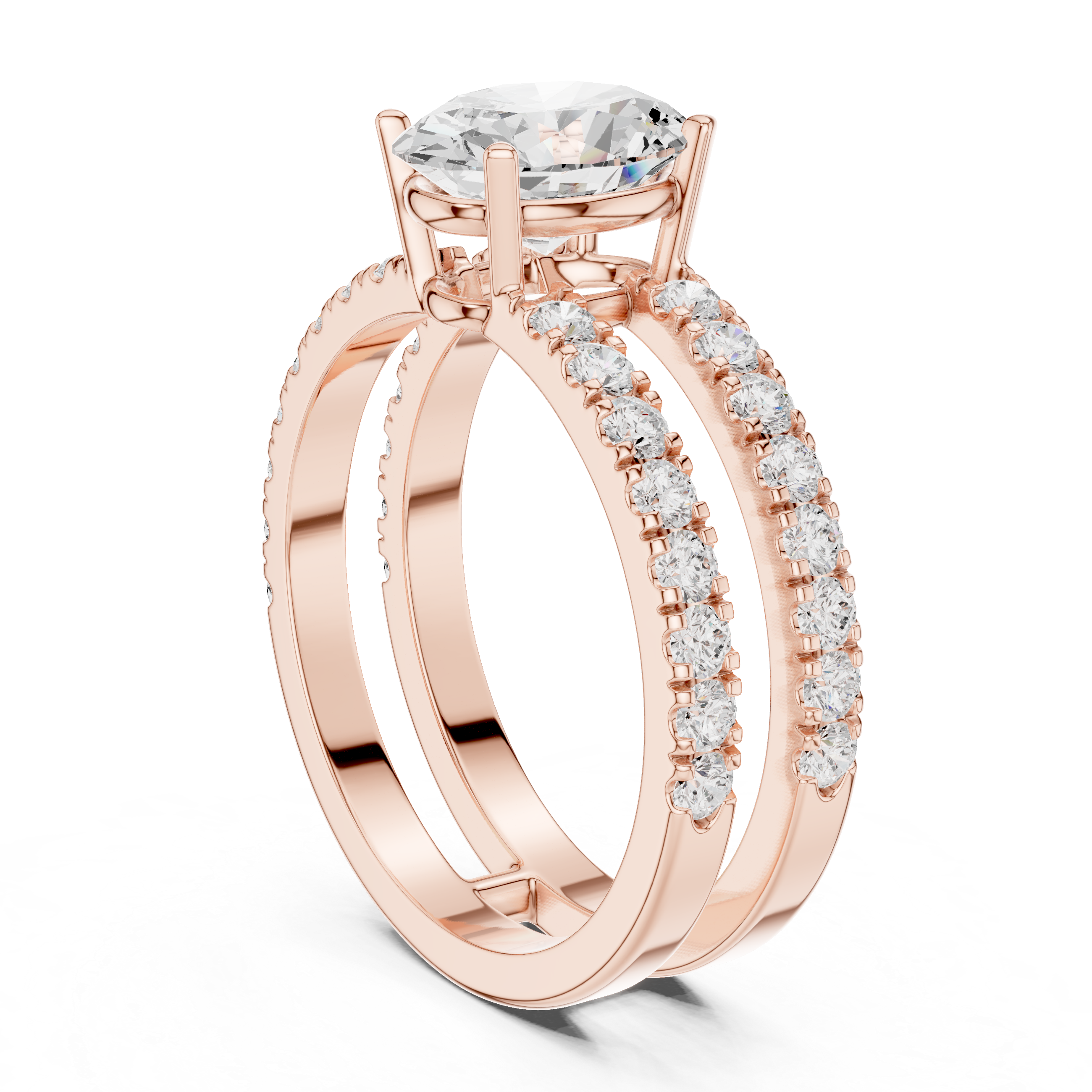 Oval Cut Double Band Diamond Engagement Ring