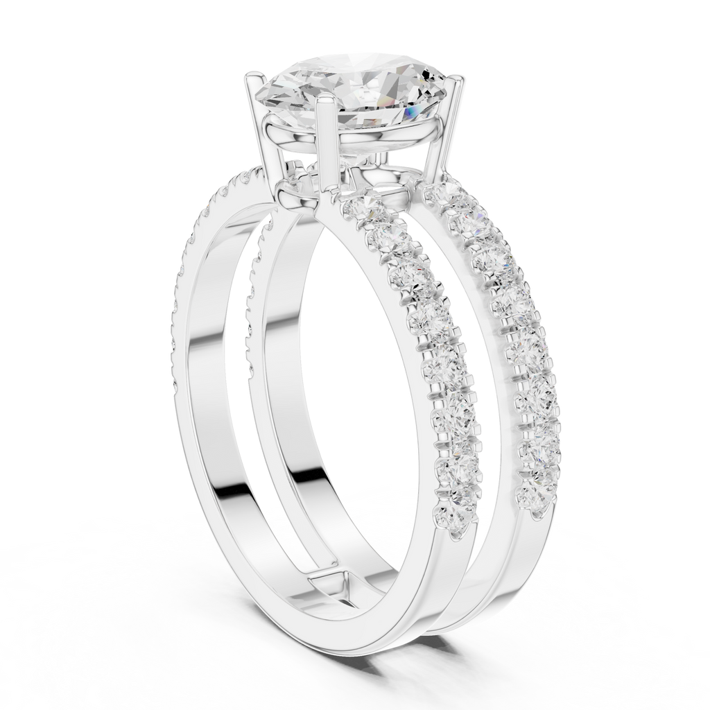 Oval Cut Double Band Diamond Engagement Ring