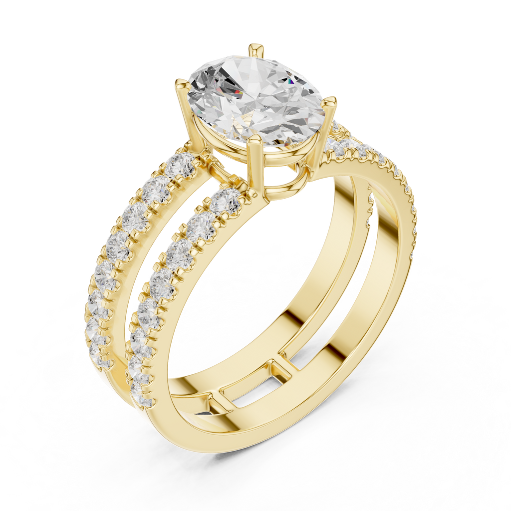 Oval Cut Double Band Diamond Engagement Ring