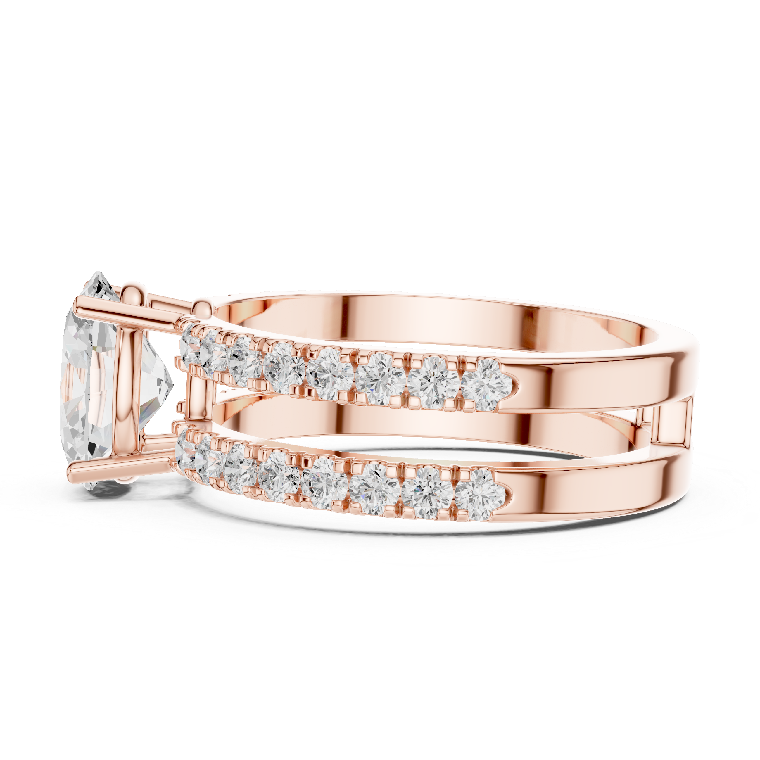 Oval Cut Double Band Diamond Engagement Ring