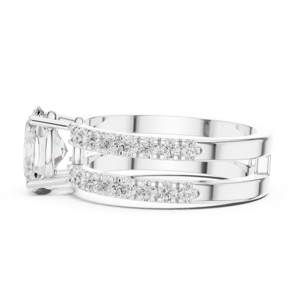 Oval Cut Double Band Diamond Engagement Ring