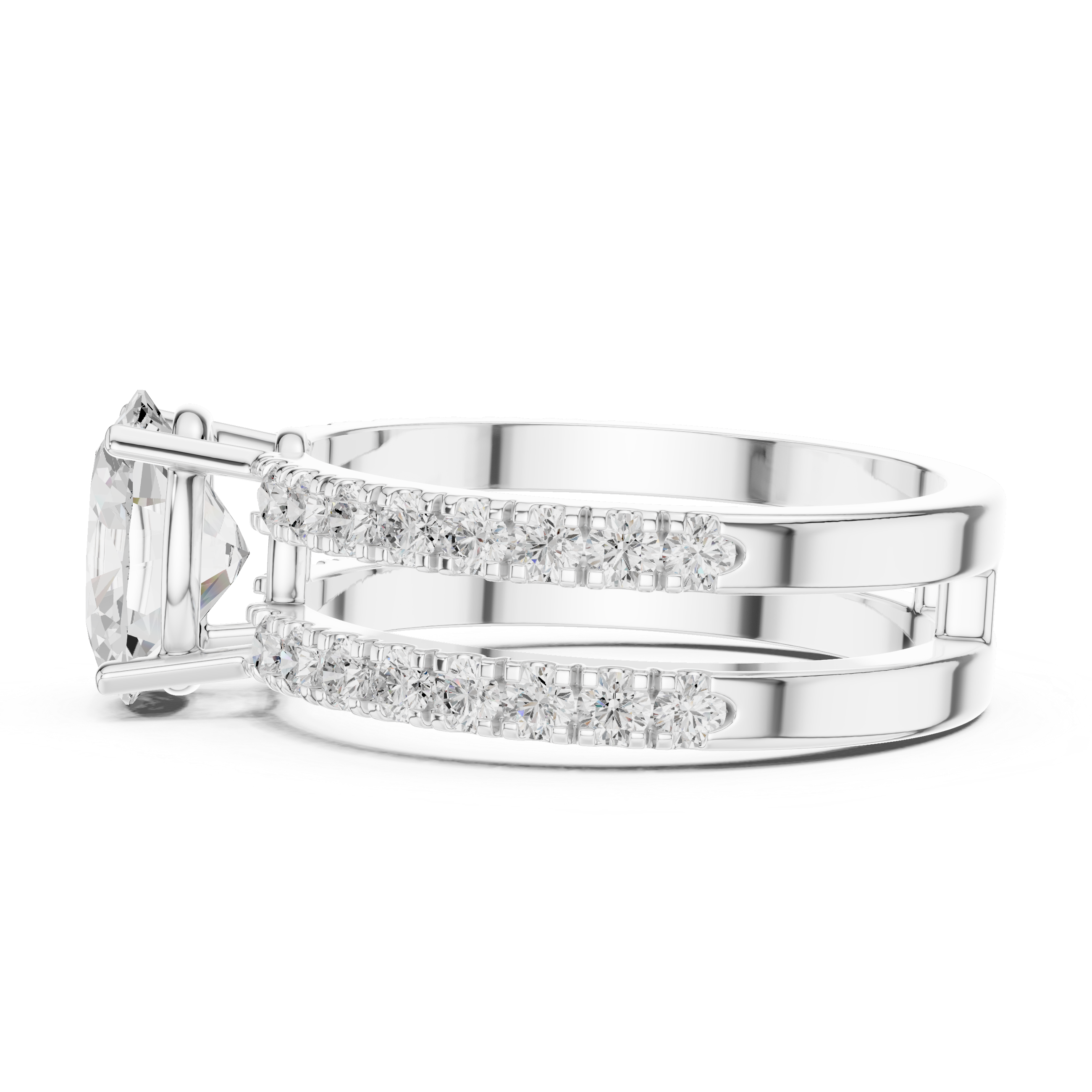 Oval Cut Double Band Diamond Engagement Ring