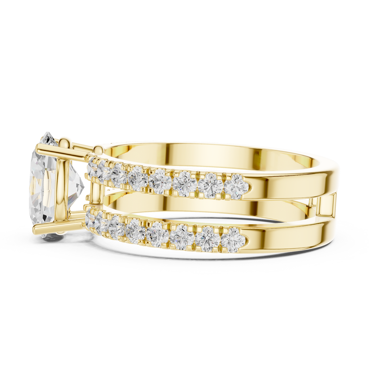 Oval Cut Double Band Diamond Engagement Ring – view 12 of 12, lab grown diamond band | Jewelix Atelier