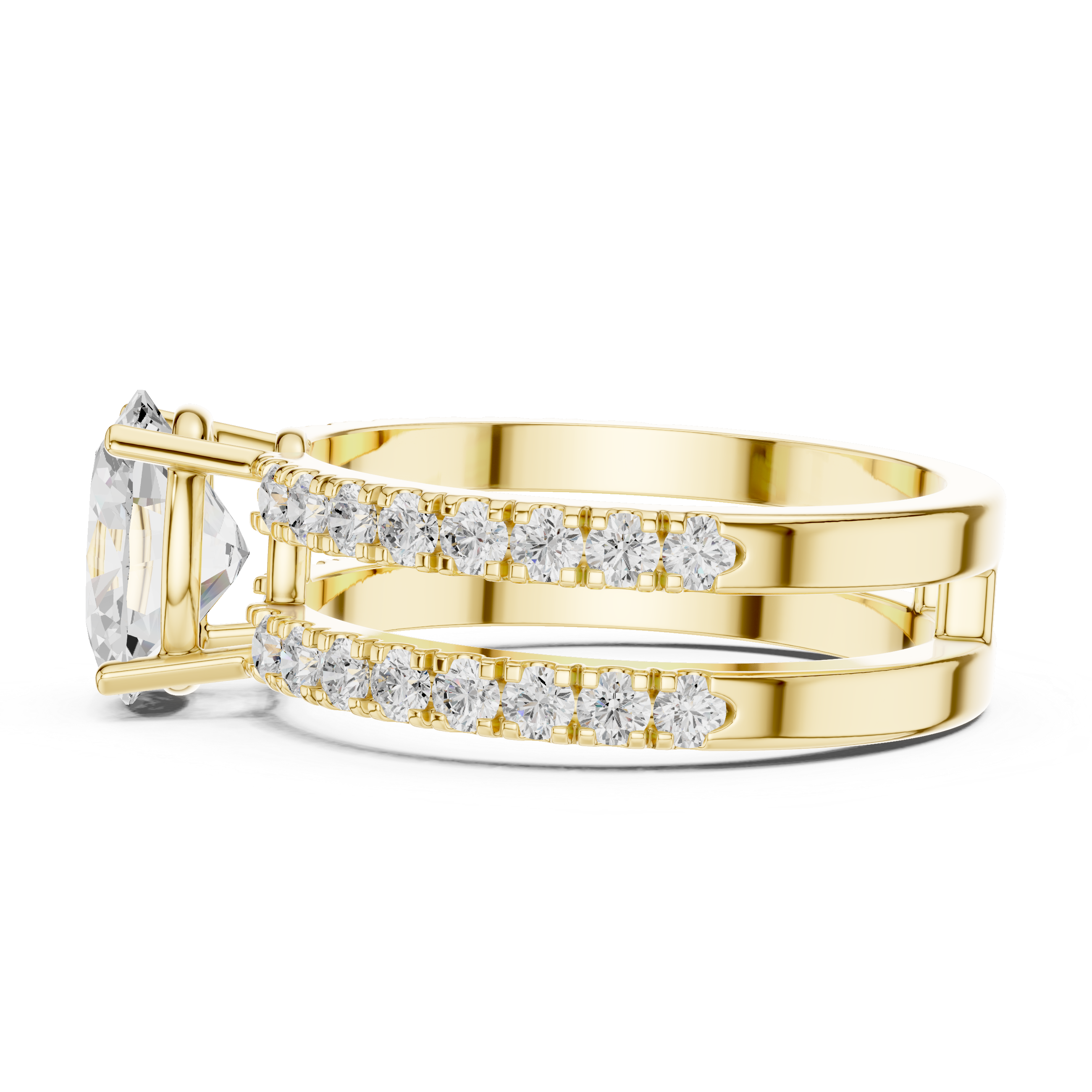 Oval Cut Double Band Diamond Engagement Ring