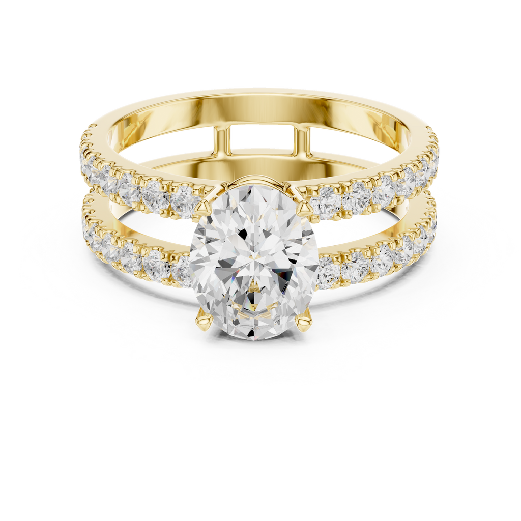 Oval Cut Double Band Diamond Engagement Ring