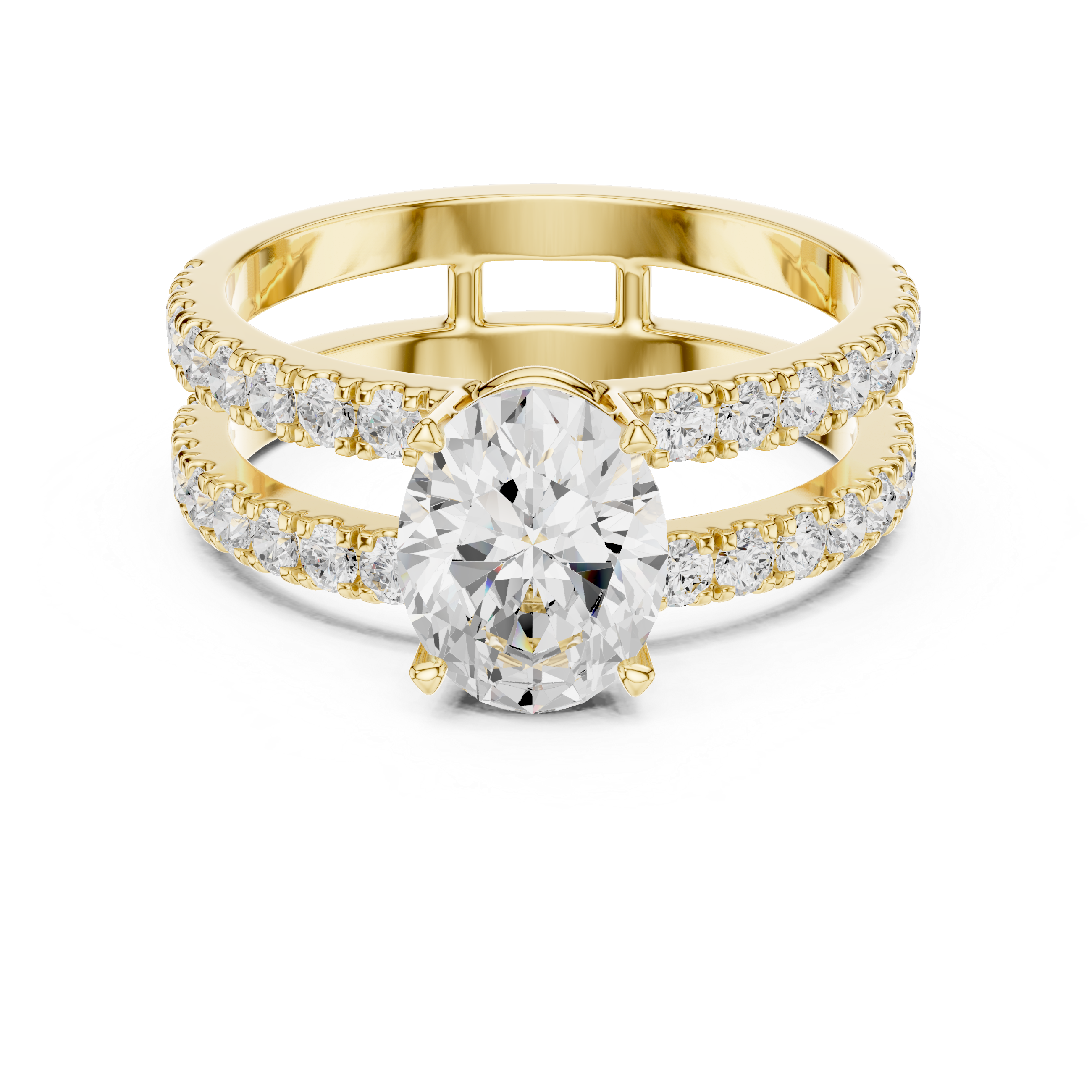 Oval Cut Double Band Diamond Engagement Ring
