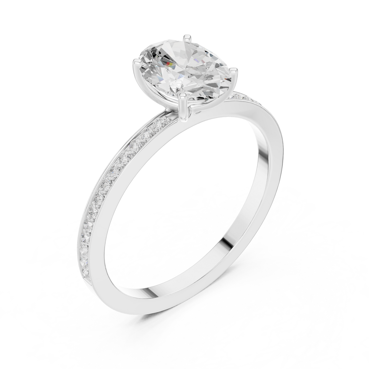 Oval Cut Pavé Lab Grown Diamond Engagement Ring – Style DDLR-1061 – view 3 of 12 | Jewelix Atelier