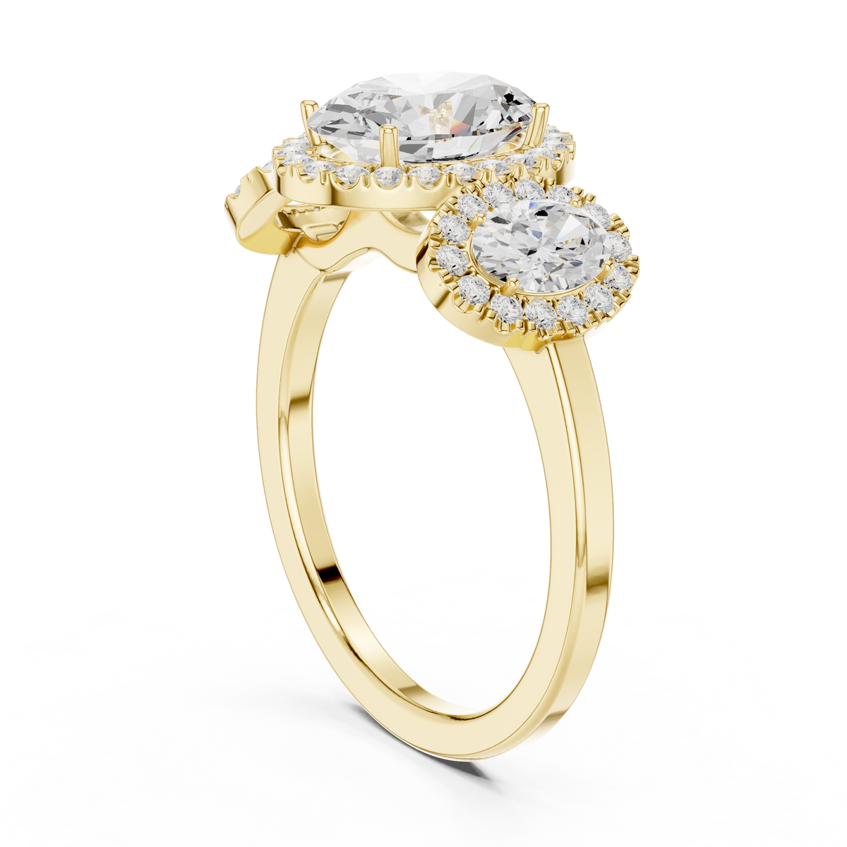 Oval Three Stone Halo Diamond Engagement Ring – view 10 of 12, lab grown diamond ring | Jewelix Atelier