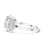 Oval Three Stone Halo Diamond Engagement Ring