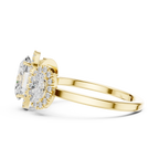 Oval Three Stone Halo Diamond Engagement Ring