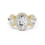 Oval Three Stone Halo Diamond Engagement Ring