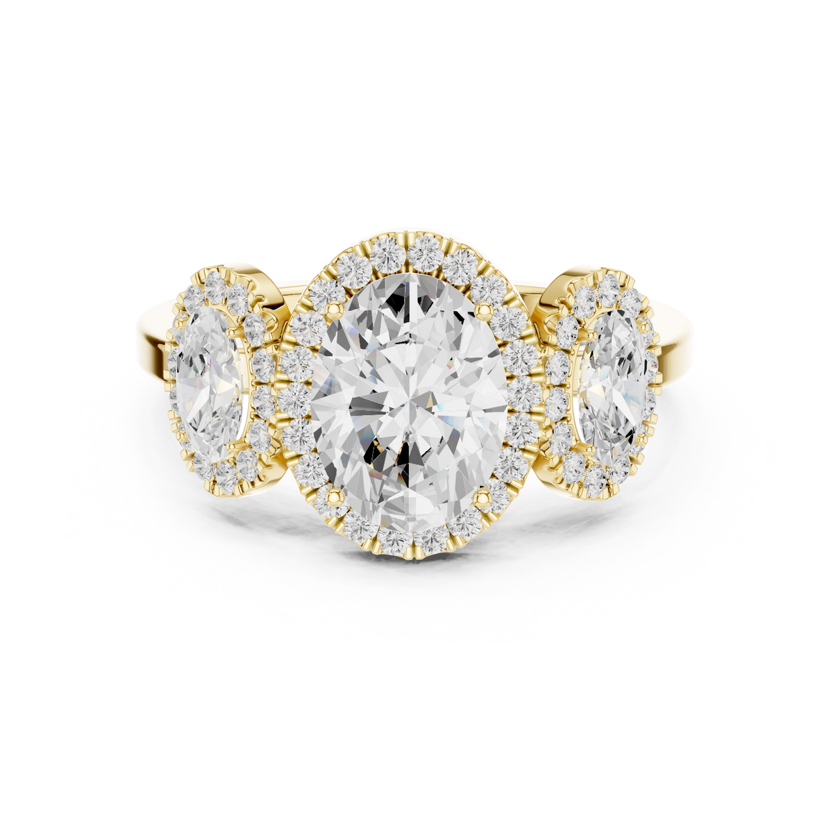 Oval Three Stone Halo Diamond Engagement Ring – view 9 of 12, lab grown diamond ring | Jewelix Atelier