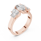Oval & Emerald Cut Three Stone Diamond Engagement Ring