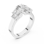 Oval & Emerald Cut Three Stone Diamond Engagement Ring