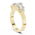Oval & Emerald Cut Three Stone Diamond Engagement Ring