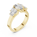 Oval & Emerald Cut Three Stone Diamond Engagement Ring