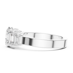 Oval & Emerald Cut Three Stone Diamond Engagement Ring